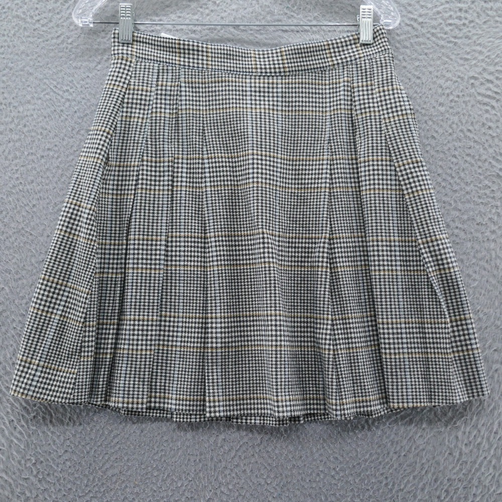Free Assembly Womens Houndstooth Plaid Pleated Mini Skirt Size 2 NEW
